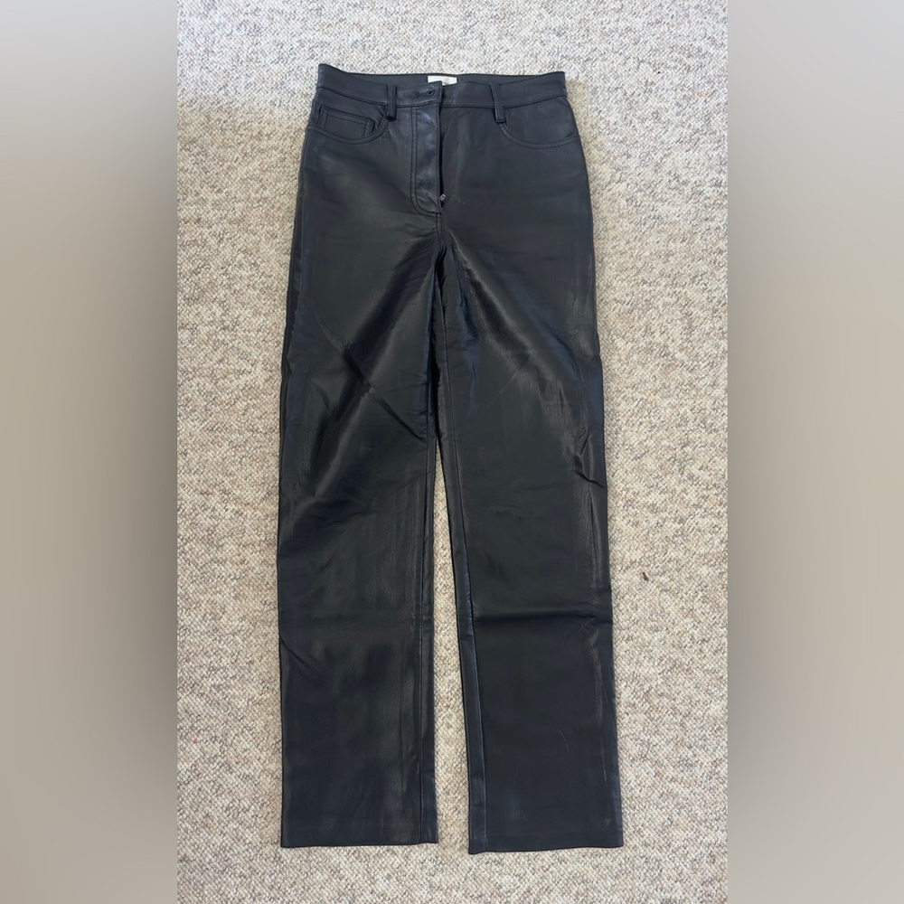 Wilfred Sleek Black Leather Pants